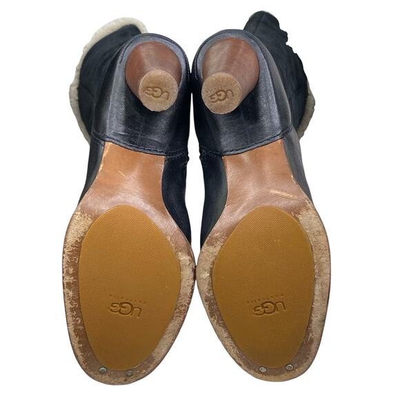 UGG Women’s Raya Black Suede Sheepskin Trimmed Riding Boot Size US 7.5 - Picture 9 of 14